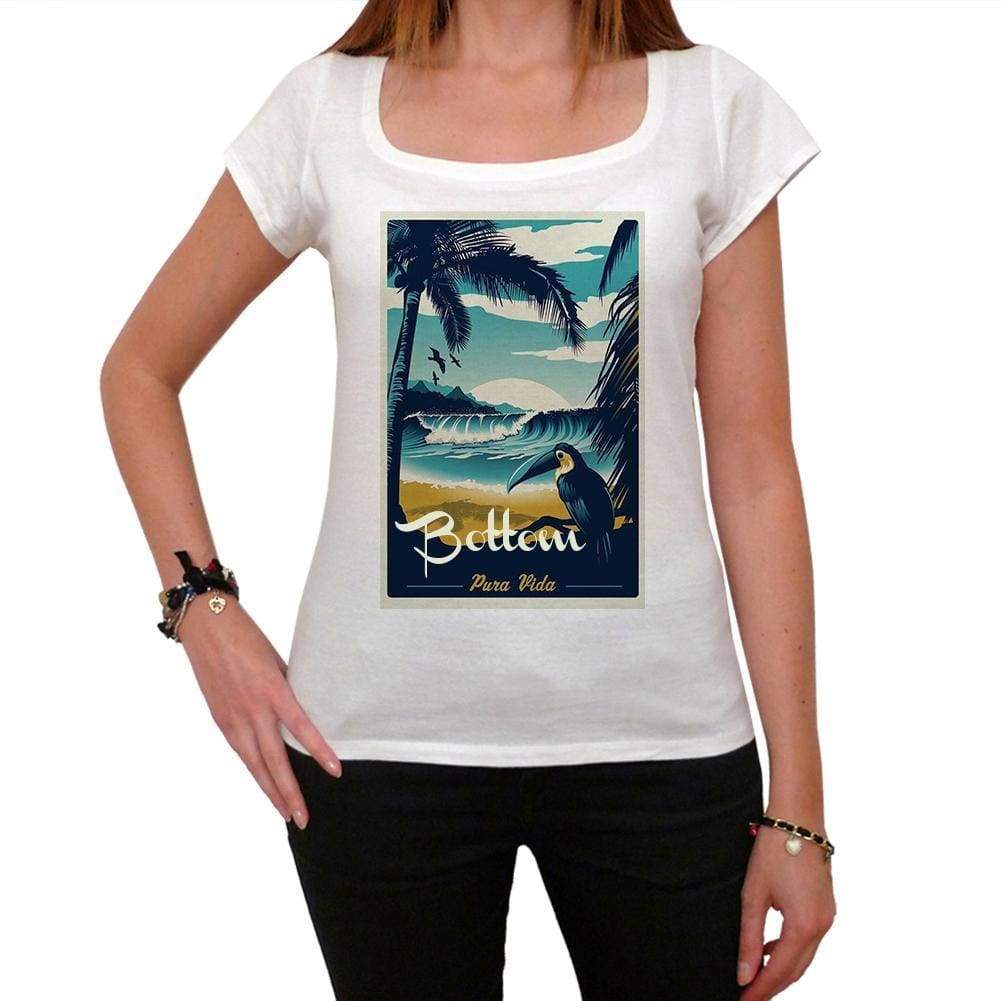 Bottom Pura Vida Beach Name White Womens Short Sleeve Round Neck T-Shirt 00297 - White / Xs - Casual