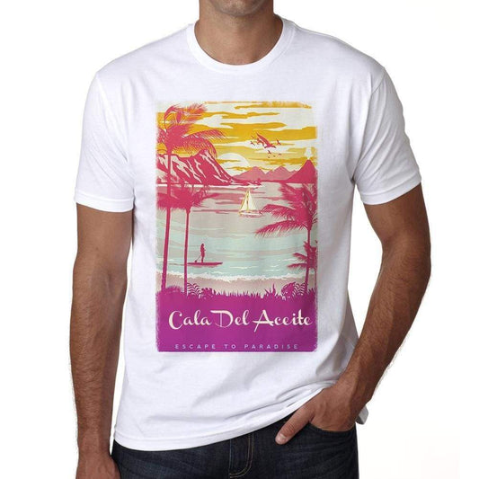 Cala Del Aceite Escape To Paradise White Mens Short Sleeve Round Neck T-Shirt 00281 - White / S - Casual