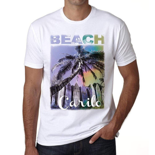 Carilo Beach Palm White Mens Short Sleeve Round Neck T-Shirt - White / S - Casual