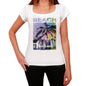 Dhermi Beach Name Palm White Womens Short Sleeve Round Neck T-Shirt 00287 - White / Xs - Casual