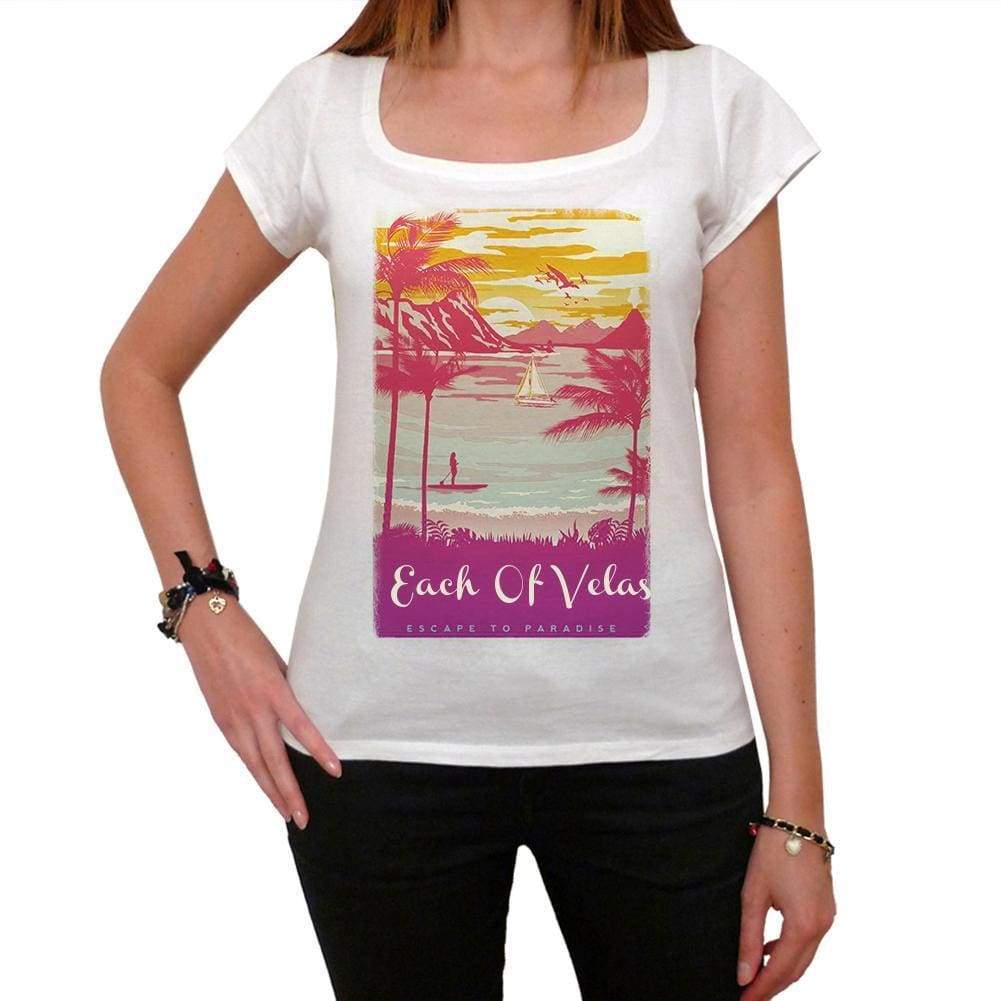 Each Of Velas Escape To Paradise Womens Short Sleeve Round Neck T-Shirt 00280 - White / Xs - Casual