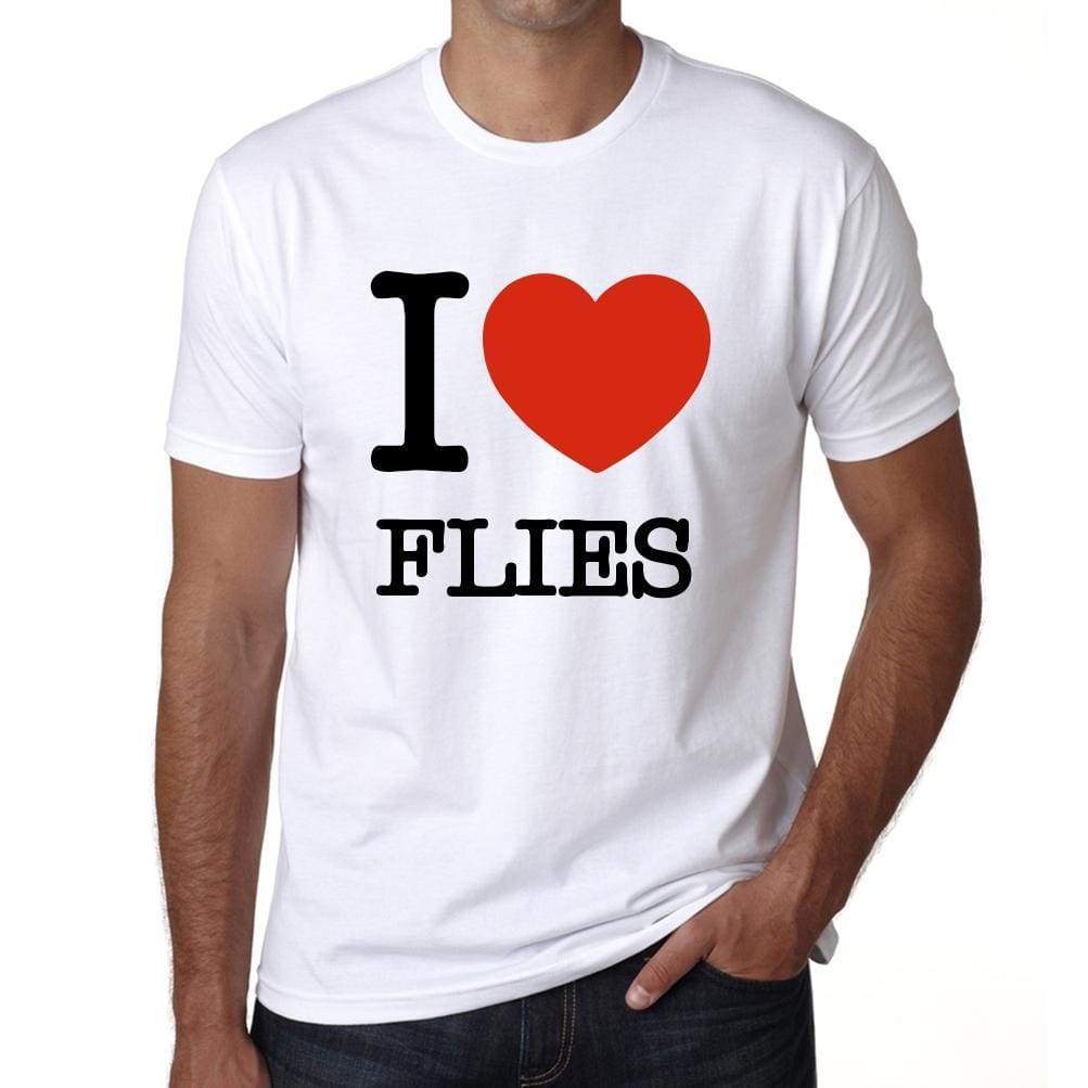 Flies Mens Short Sleeve Round Neck T-Shirt - White / S - Casual