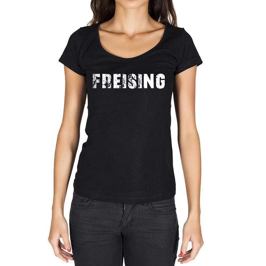 Freising German Cities Black Womens Short Sleeve Round Neck T-Shirt 00002 - Casual