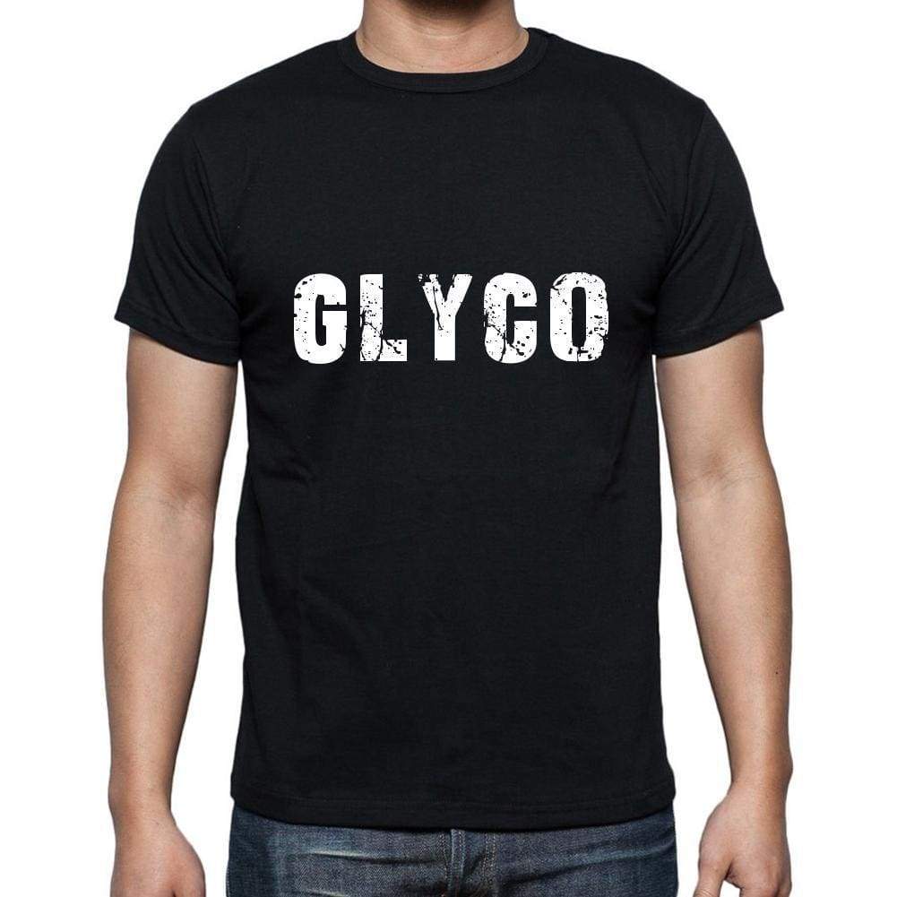 Glyco Mens Short Sleeve Round Neck T-Shirt 5 Letters Black Word 00006 - Casual