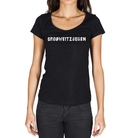 Großweitzschen German Cities Black Womens Short Sleeve Round Neck T-Shirt 00002 - Casual