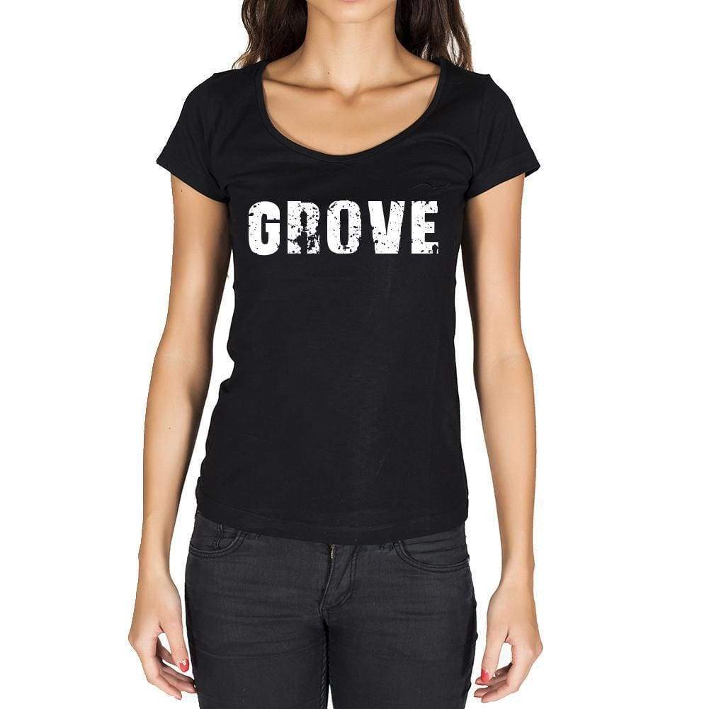 Grove German Cities Black Womens Short Sleeve Round Neck T-Shirt 00002 - Casual