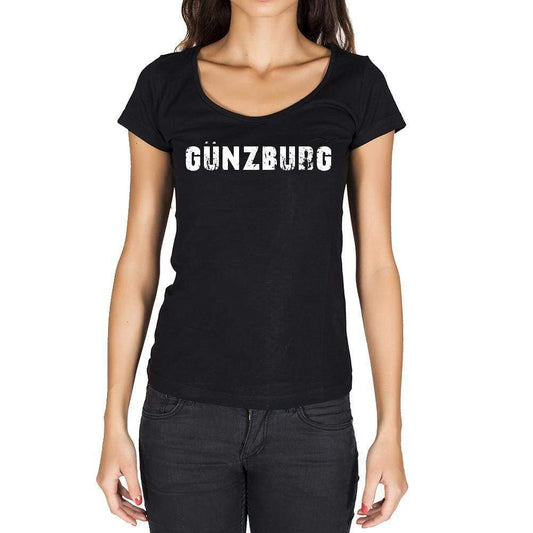 Günzburg German Cities Black Womens Short Sleeve Round Neck T-Shirt 00002 - Casual