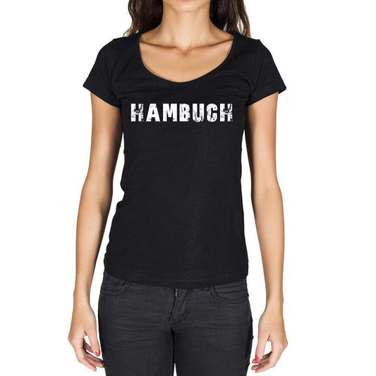Hambuch German Cities Black Womens Short Sleeve Round Neck T-Shirt 00002 - Casual