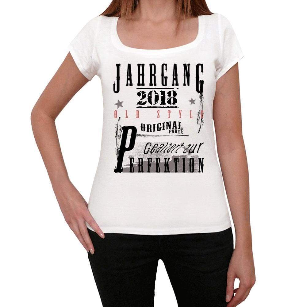 Jahrgang Birthday 2018 White Womens Short Sleeve Round Neck T-Shirt Gift T-Shirt 00351 - White / Xs - Casual