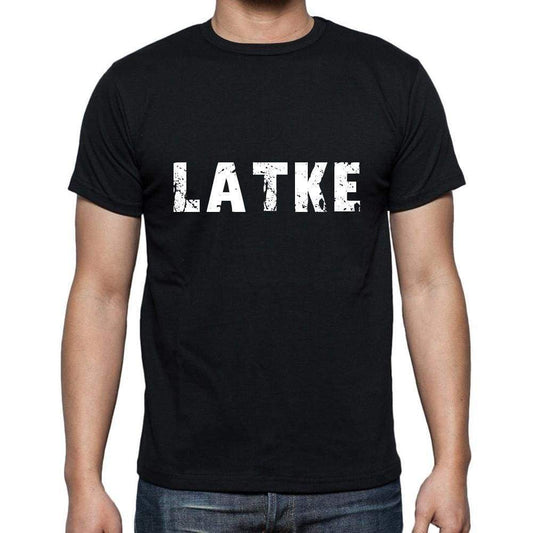 Latke Mens Short Sleeve Round Neck T-Shirt 5 Letters Black Word 00006 - Casual