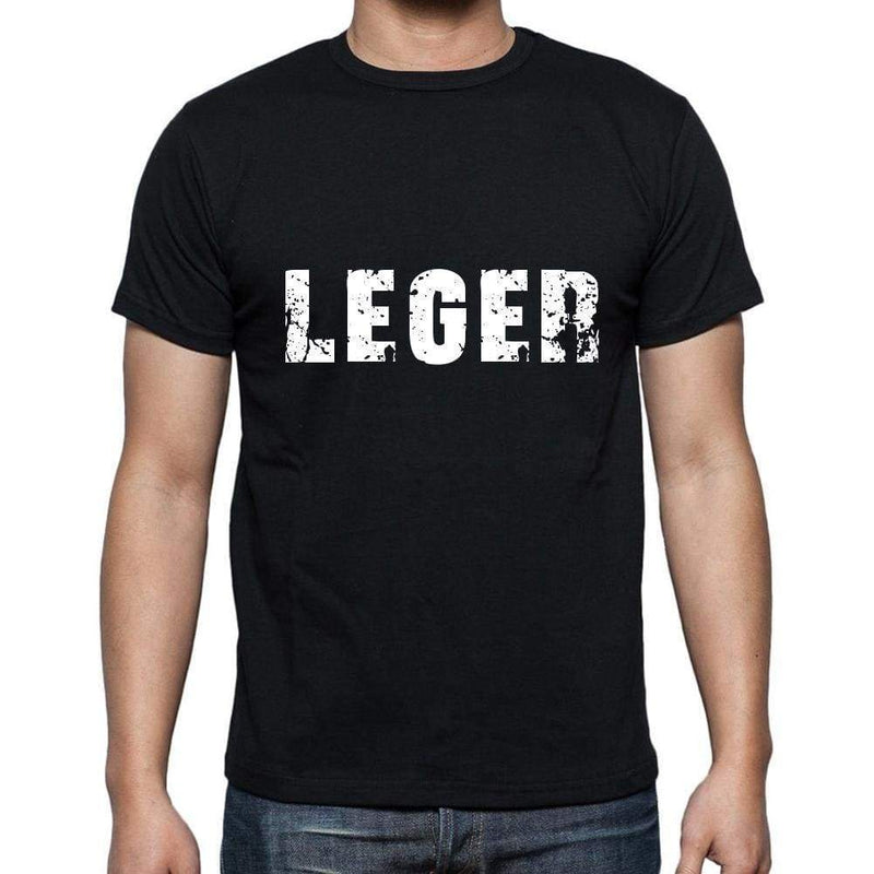 leger Men s Short Sleeve Round Neck T shirt 5 letters Black