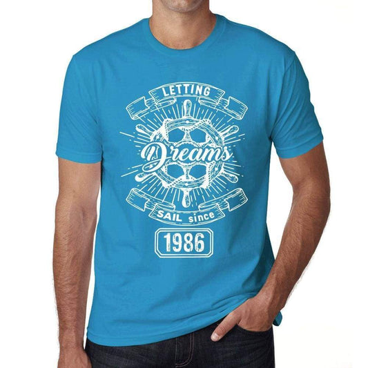 Letting Dreams Sail Since 1986 Mens T-Shirt Blue Birthday Gift 00404 - Blue / Xs - Casual