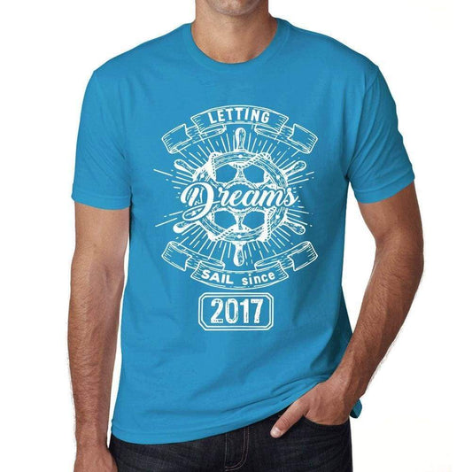 Letting Dreams Sail Since 2017 Mens T-Shirt Blue Birthday Gift 00404 - Blue / Xs - Casual