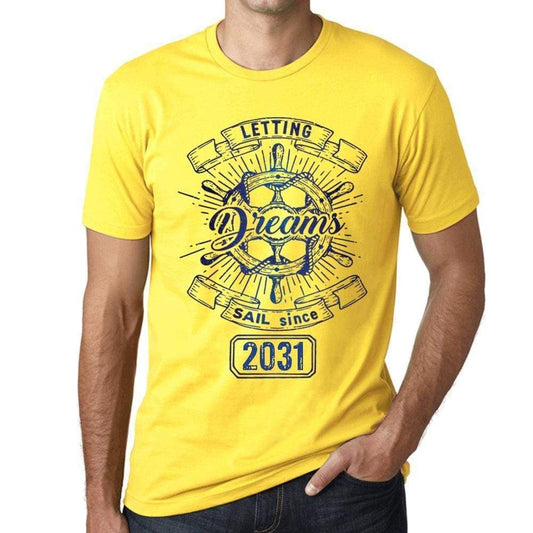 Letting Dreams Sail Since 2031 Mens T-Shirt Yellow Birthday Gift 00405 - Yellow / Xs - Casual