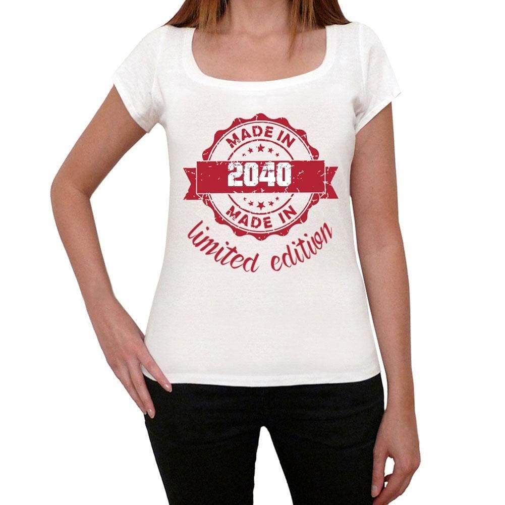 Made In 2040 Limited Edition Womens T-Shirt White Birthday Gift 00425 - White / Xs - Casual