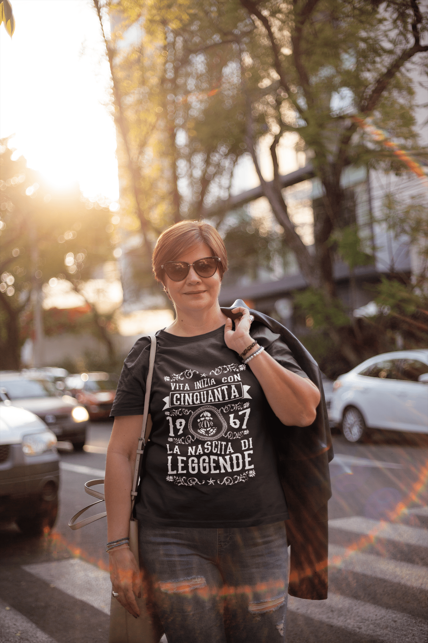 ULTRABASIC - Women's Short Sleeved T-Shirt Legends 1967 Printed Letters Deep Black Round Neck