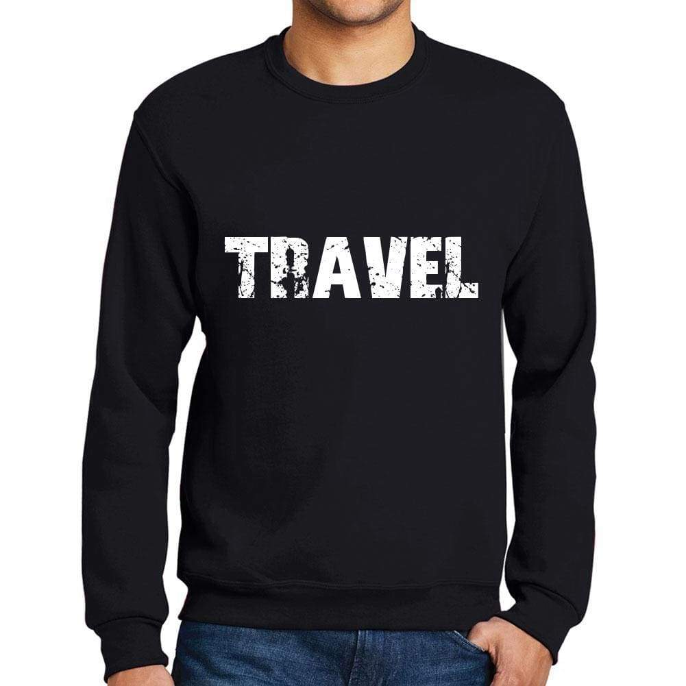 Men’s <span>Printed</span> <span>Graphic</span> Sweatshirt Popular Words TRAVEL Deep Black - ULTRABASIC