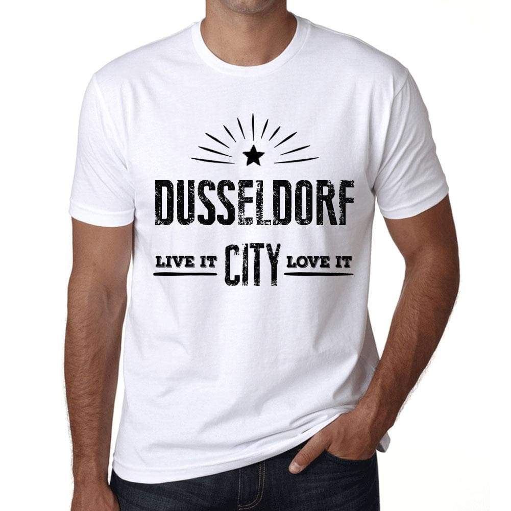 Mens Vintage Tee Shirt Graphic T Shirt Live It Love It Dusseldorf White - White / Xs / Cotton - T-Shirt