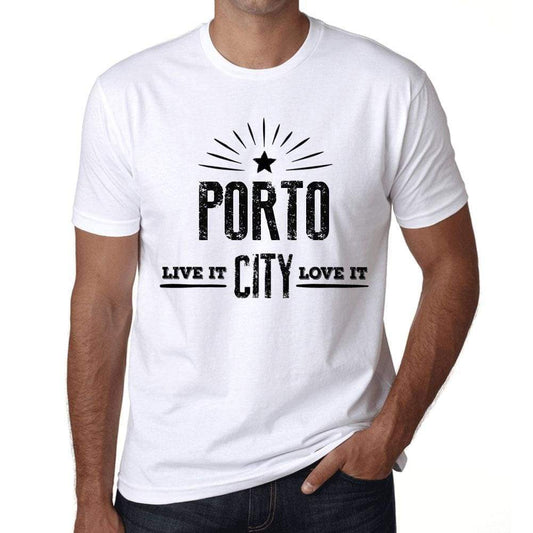 Mens Vintage Tee Shirt Graphic T Shirt Live It Love It Porto White - White / Xs / Cotton - T-Shirt