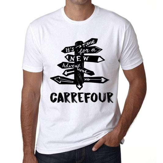 Mens Vintage Tee Shirt Graphic T Shirt Time For New Advantures Carrefour White - White / Xs / Cotton - T-Shirt