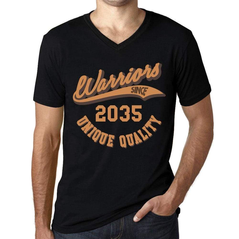 Mens Vintage Tee Shirt Graphic V-Neck T Shirt Warriors Since 2035 Deep Black - Black / S / Cotton - T-Shirt