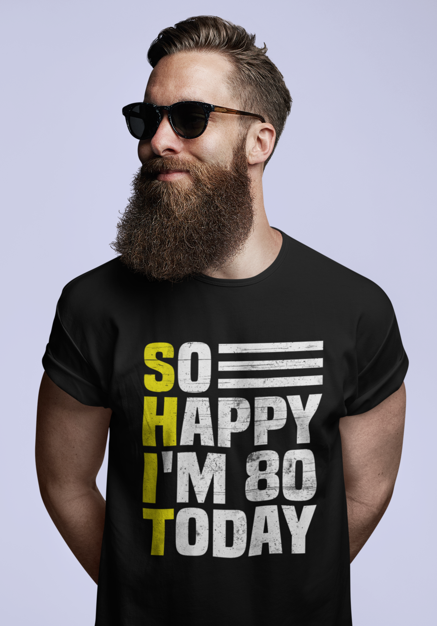 ULTRABASIC Men's T-Shirt Vintage So Happy I'm 80 Today - Funny