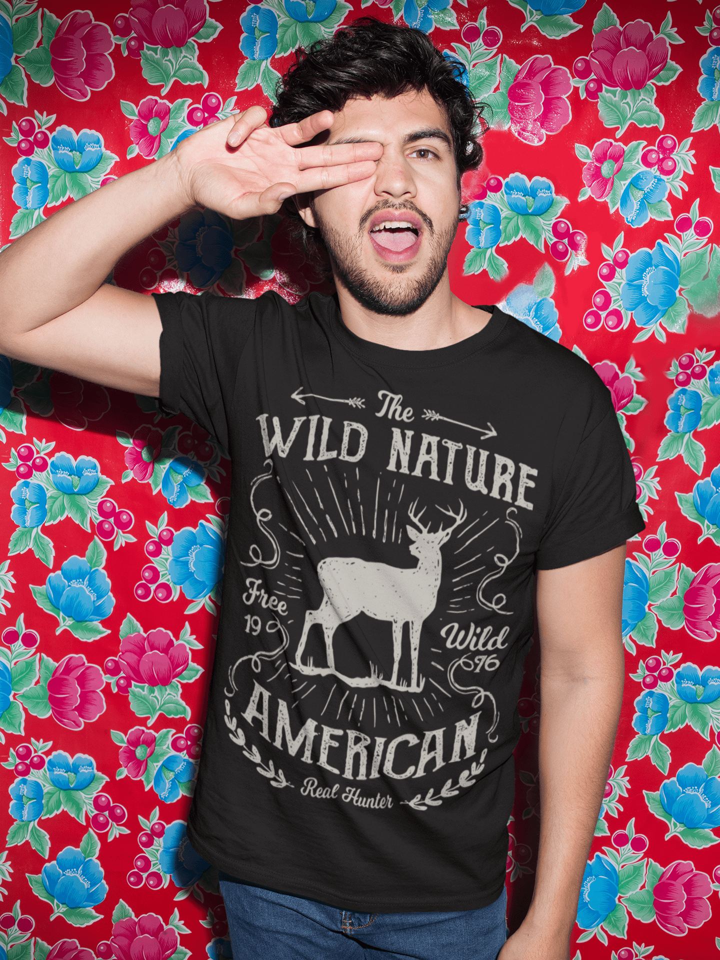 ULTRABASIC Herren Grafik-T-Shirt Wild Nature – American Real Hunter – Vintage-Shirt