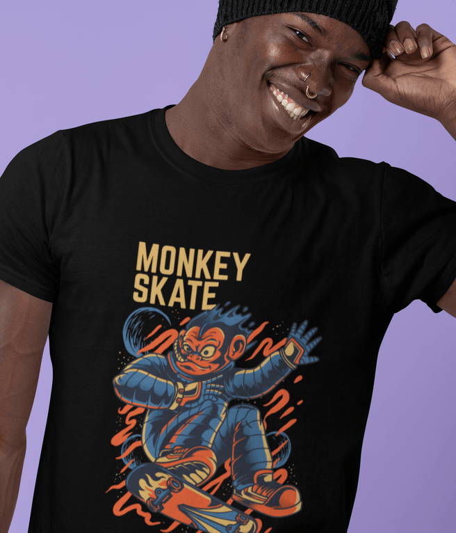 Spiritus blomst Solskoldning ULTRABASIC Men's Novelty T-Shirt Monkey Skate - Funny Animal Tee Shirt  Small / Black | affordable organic t-shirts beautiful designs