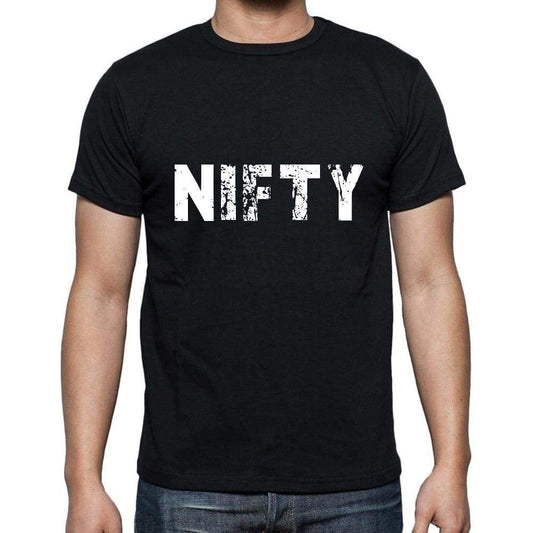 Nifty Mens Short Sleeve Round Neck T-Shirt 5 Letters Black Word 00006 - Casual
