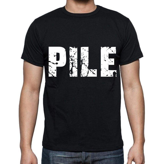 Pile White Letters Mens Short Sleeve Round Neck T-Shirt 00007