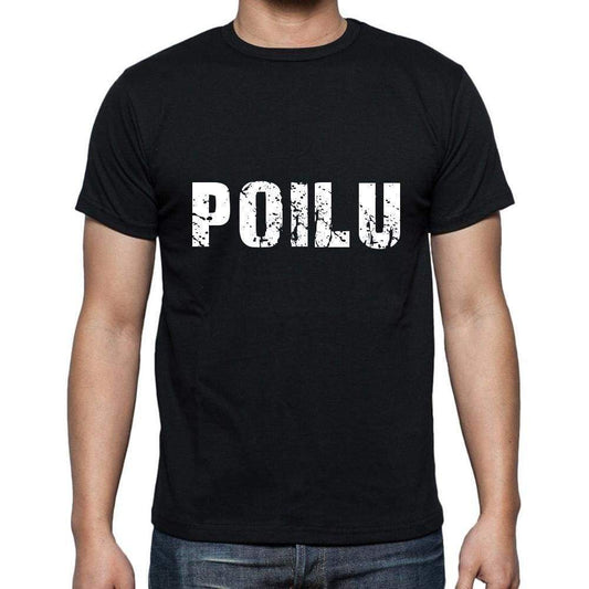 Poilu Mens Short Sleeve Round Neck T-Shirt 5 Letters Black Word 00006 - Casual