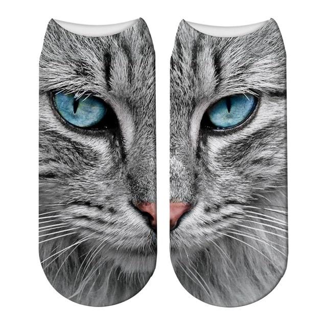 SexeMara nouveau Design 3D chat imprimer femmes unisexe chaussettes de noël Meias chat visage 3D imprimé femme chaussette Harajuku animal mignon cheville Soc