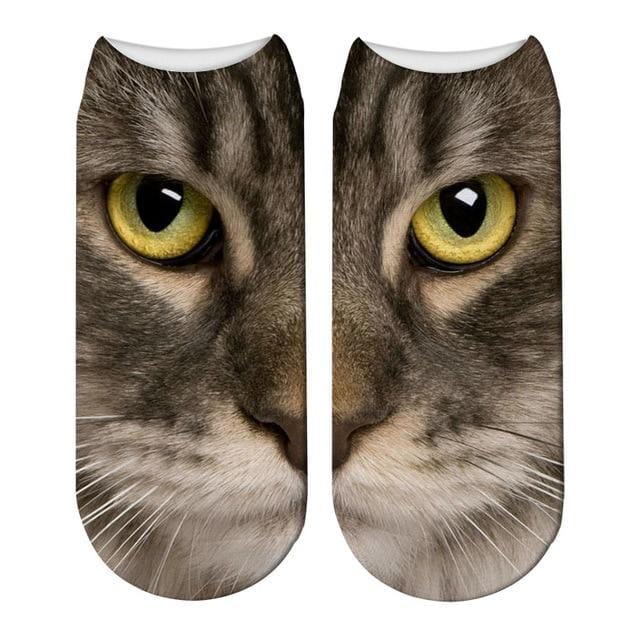 SexeMara nouveau Design 3D chat imprimer femmes unisexe chaussettes de noël Meias chat visage 3D imprimé femme chaussette Harajuku animal mignon cheville Soc