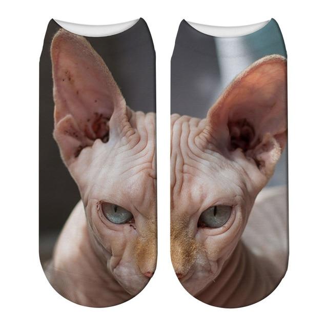 SexeMara nouveau Design 3D chat imprimer femmes unisexe chaussettes de noël Meias chat visage 3D imprimé femme chaussette Harajuku animal mignon cheville Soc