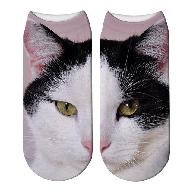 SexeMara nouveau Design 3D chat imprimer femmes unisexe chaussettes de noël Meias chat visage 3D imprimé femme chaussette Harajuku animal mignon cheville Soc