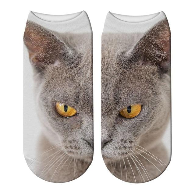 SexeMara nouveau Design 3D chat imprimer femmes unisexe chaussettes de noël Meias chat visage 3D imprimé femme chaussette Harajuku animal mignon cheville Soc