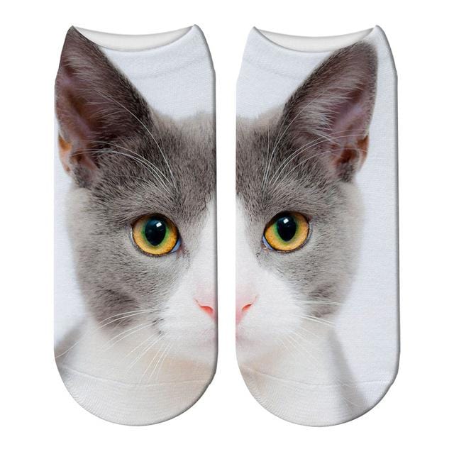 SexeMara nouveau Design 3D chat imprimer femmes unisexe chaussettes de noël Meias chat visage 3D imprimé femme chaussette Harajuku animal mignon cheville Soc