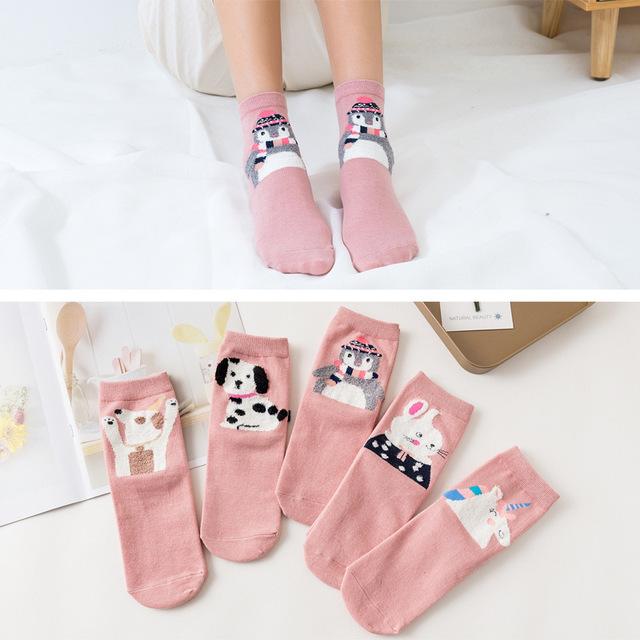 Nouvelle mode dessin animé coton chaussettes femmes coréen Kawaii chien imprimer femmes chaussettes mignonnes décontracté Meias drôle Harajuku chaussettes pour femmes fille