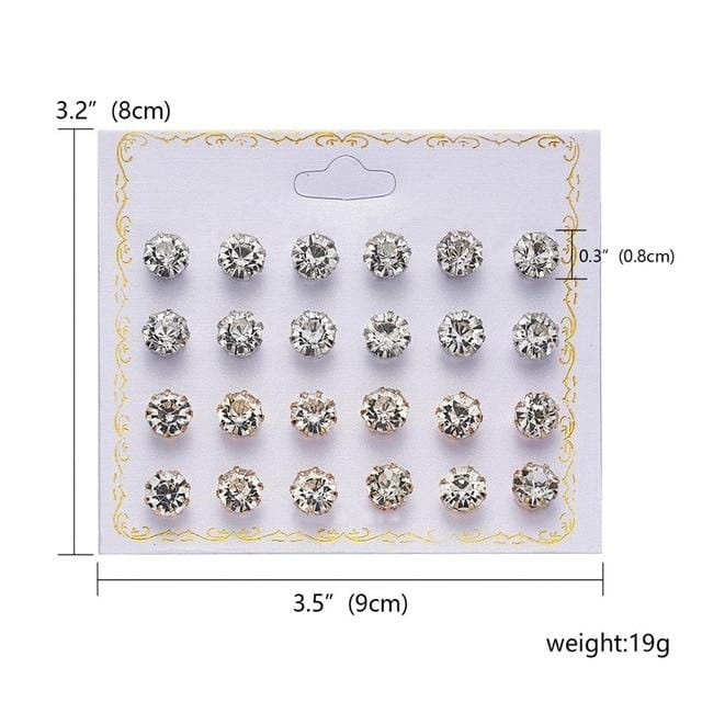 12 paires/ensemble boucles d'oreilles ensemble avec carte boules de Zircon transparentes amour fleurs boucles d'oreilles femmes imité perle boucles d'oreilles bijoux