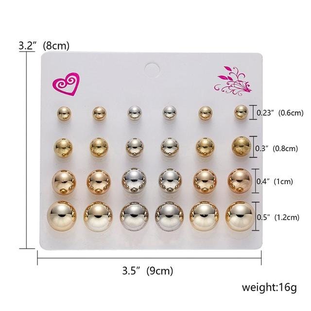 12 paires/ensemble boucles d'oreilles ensemble avec carte boules de Zircon transparentes amour fleurs boucles d'oreilles femmes imité perle boucles d'oreilles bijoux