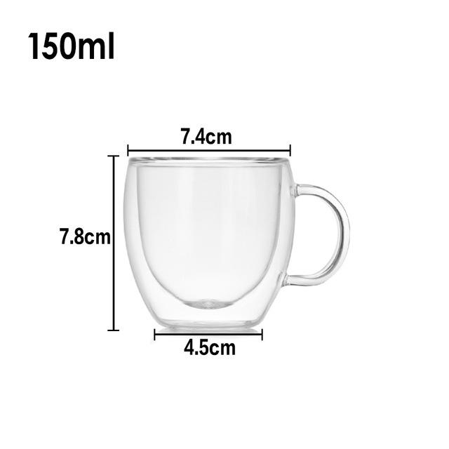 Glass Coffee Mug, 150ml Double Insulated Insulated Glass Drinking Mug, Heat  Resistant Borosilicate Glass Mug With Handle, Suitable For Coffee, Tea, Es