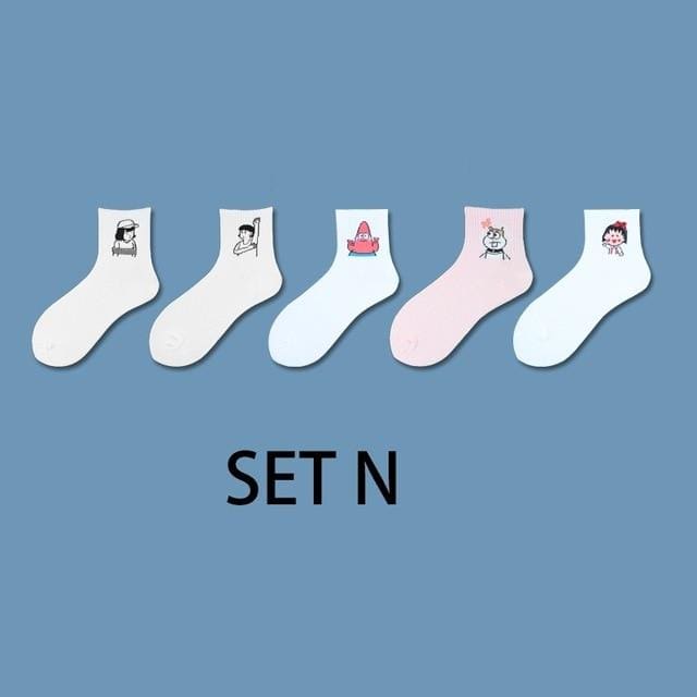 Ins Style – ensemble de chaussettes courtes à motifs d'animaux amusants pour femmes, 5 paires, dessin animé Ulzzang, cheville en coton respirant, Harajuku Cool Sox