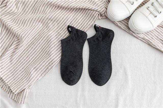 Kawaii Embroidered Expression Women Socks Cotton Harajuku Happy Funny Socks Women Christmas Gifts Ankle 1 Pair Size 35-40