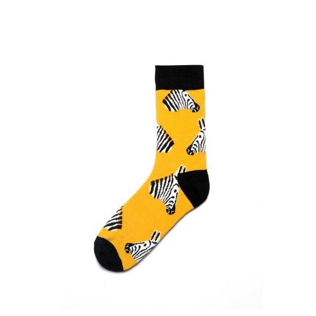 PEONFLY Men Fashion Printing Cartoon Crocodile Shark Zebra Dog Sloth Koala Flower Bird Colorful Socks Soft Comfort Cotton Socks