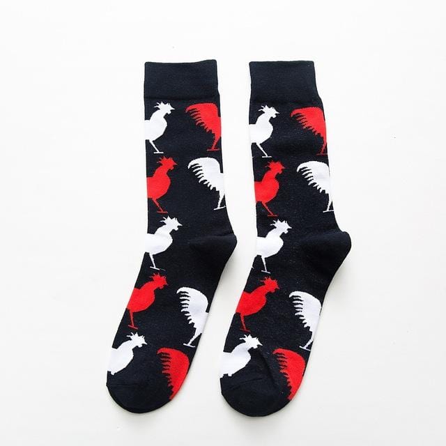 PEONFLY Men Fashion Printing Cartoon Crocodile Shark Zebra Dog Sloth Koala Flower Bird Colorful Socks Soft Comfort Cotton Socks