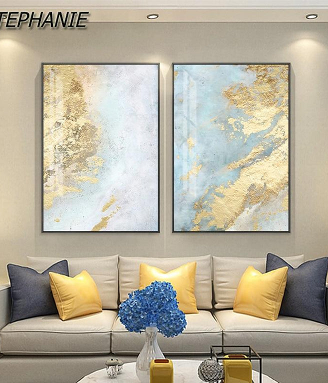 Blue and Gold Wall Art  Paintings, Drawings & Photograph Art Prints