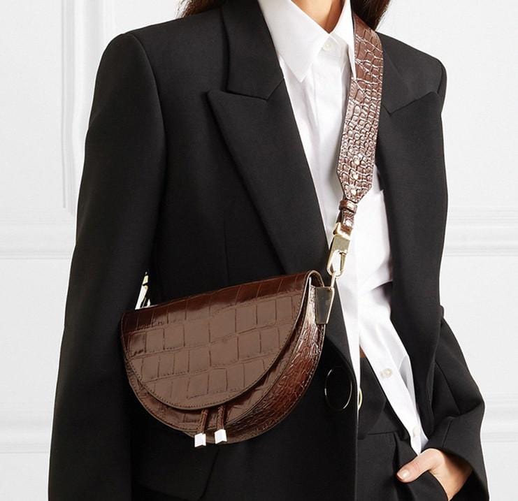 Vintage Saddle Crossbody Bags , Trend Designer Semicircle Shoulder Bag ,Women PU Leather Ladies