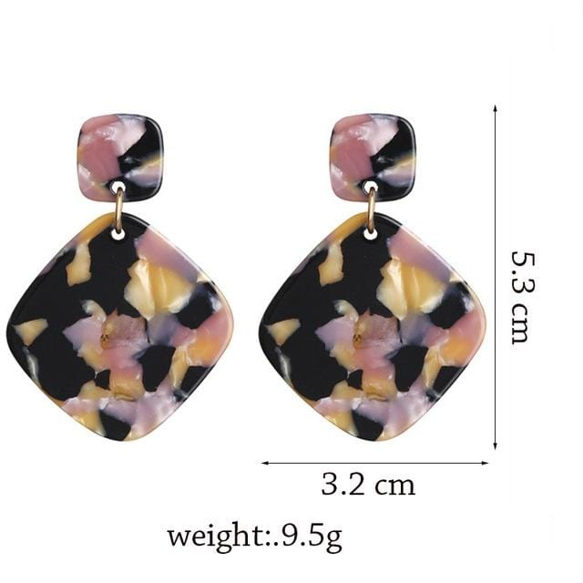 Personality 2019 Trapezoid Large Long Acrylic Acetate Drop Earrings For Women Rectangle Tortoiseshell Earring Za Jewelry