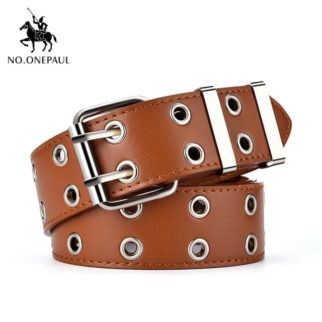 NO.ONEPAUL women belt Genuine Leather New Punk style fashion Pin Buckle jeans Decorative Belt Chain luxury brand belts for women