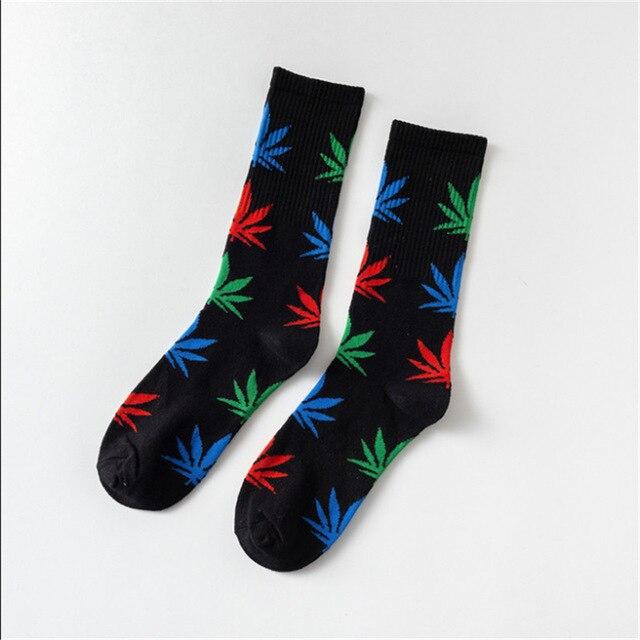 Moda Mulaya Funny Socks Women Comfortable High Quality Cotton Happy Hemp Leaf Maple Casual Long Weed Crew Sock Dress Harajuku